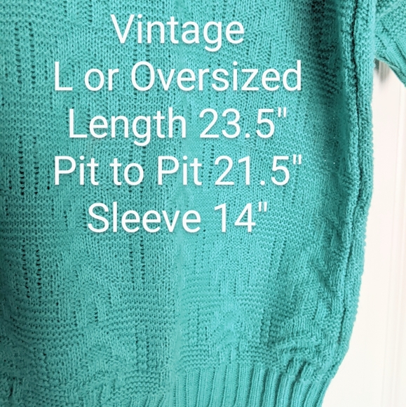 Vtg Green Short Sleeve Knit Sweater, Large. HP! - Picture 4 of 15